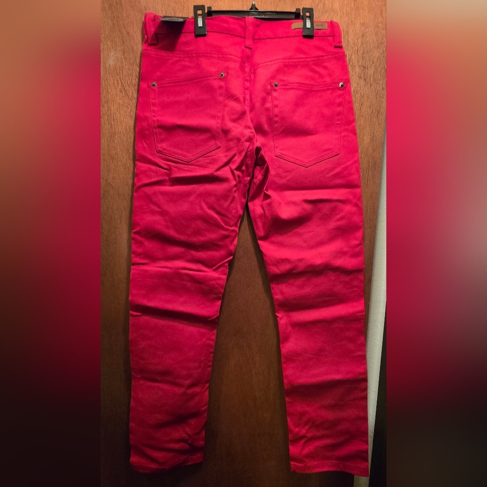 Maxi Millian Vibrant Red Slim Straight Jeans w/cool Patches Sz34"×32" UNISEX - Picture 6 of 14